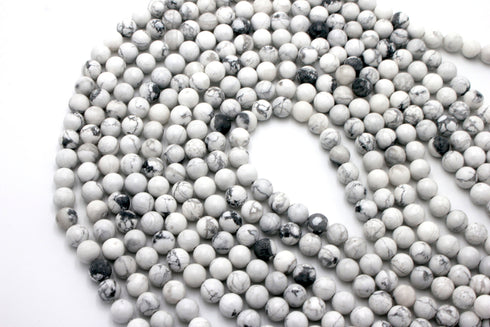 White Howlite Beads, 6mm, Round